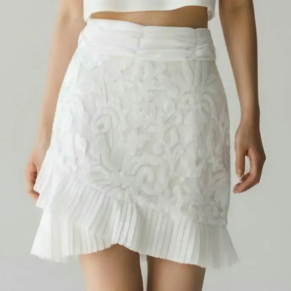 Naked Wardrobe The Statement White Sequin Ruffle Mini Skirt Women's Size M NWOTF - Picture 1 of 15